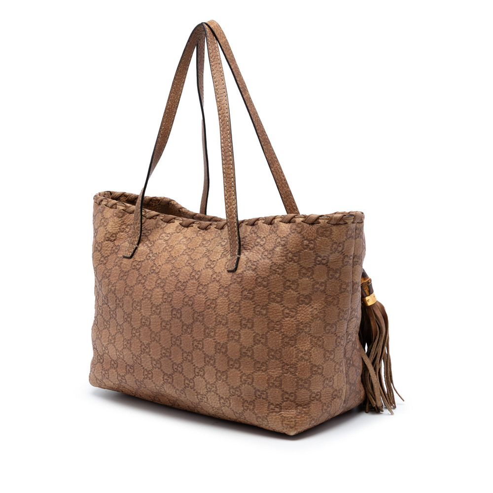 Pre-Loved Gucci Medium Guccissima Bamboo Tassel Tote - Picture 2 of 6